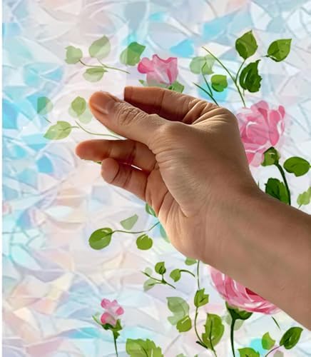 Cmialusie Pink Rose Window Film 39.3 x 17.3 Inch Cling - Image 7