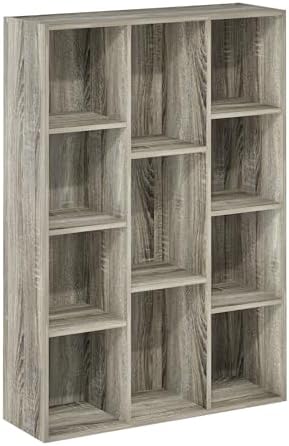 Furinno LUDER Book Shelf, 11-Cube Bookshelf, Reversible Bookcase, 9.4 x 29.1 x 41.7, Easy Assembly, for Living Room, Bedroom, Home Office, French Oak - Image 6