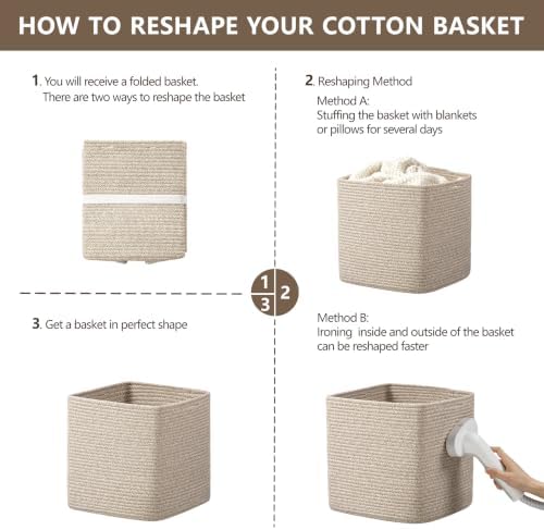 joybest 13inch Cube Storage Bins, Cotton Rope Woven Organizer Basket - Image 6