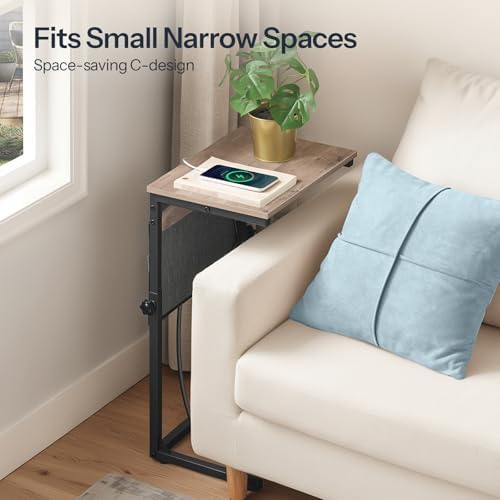 HOOBRO Side Table for Couch, Adjustable Height C Shaped End Table - Image 7