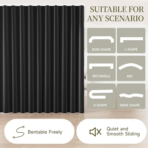 Room Divider Curtains Set, Extra Wide Blackout Curtains with Ceiling Track - Image 6
