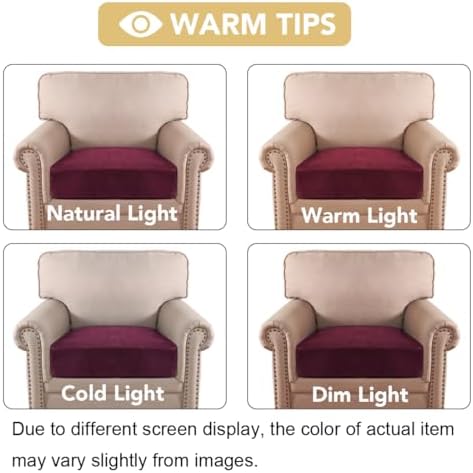 H.VERSAILTEX Velvet Stretch Couch Cushion Cover Plush Cushion Slipcover for Chair Cushion Furniture Protector Seat Cushion Sofa Cover (1 Piece Armchair Cushion Covers, Burgundy) - Image 6