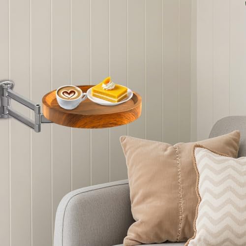 Comeon Wall Mounted Folding Nightstand, Night Stand Fold Down for Small Spaces Bedside Table Bed Side Tables Bedroom to Place Alarm Clock Electronic Devices Books (Wood) - Image 7