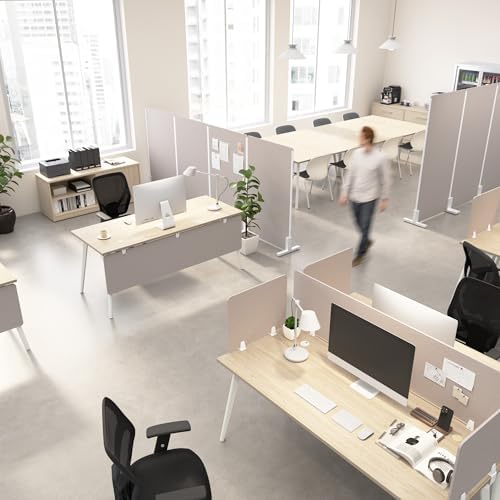 Bush Business Furniture 70W Desktop Privacy Screen in Warm Beige, Desk Mounted Office Partition with Acoustic Sound Dampening Panel - Image 6