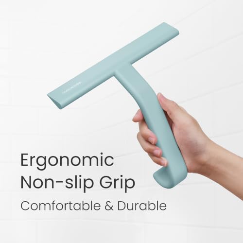 dancemoon JustHang Shower Squeegee with Built-in Hook, 10-Inch Slate Blue - Image 6