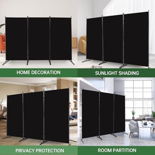 3 Panel Folding Room Divider, Sturdy Frame Freestanding Wall Divider - Image 6