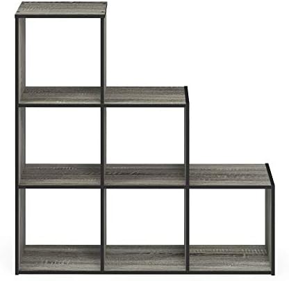 Furinno Pelli 3-2-1 Cubic Storage Cabinet, French Oak Grey/Black - Image 5