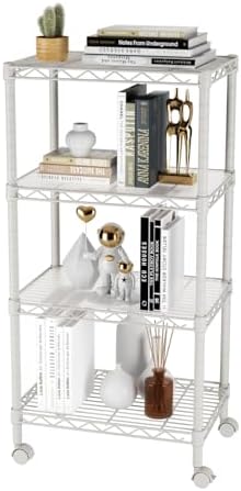 SINGAYE 4 Shelves Storage Shelf Wire Shelving Unit Metal Adjustable Wheels - Image 7