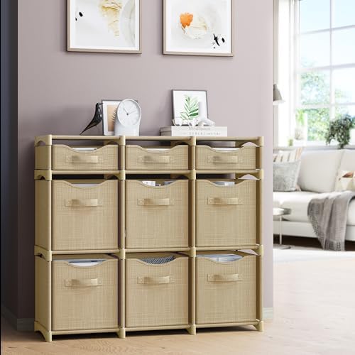 Cube Storage Organizer with Storage Bins Included - The Perfect Closet Organizers and Storage Solution. Includes 9 Storage Cubes, Great For Toy Storage, Closet Storage, Clothes Storage (Beige) - Image 6