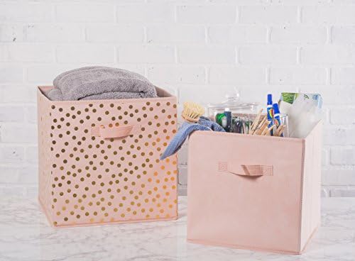 DII Woven Polyester Storage Bin, Polka Dot, Pink & Gold, Small Set of 2 - Image 6