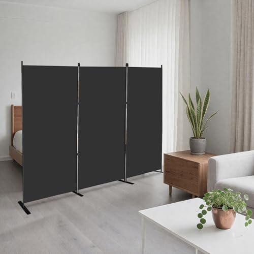 MAYOLIAH 3-Panel Black Room Divider 6ft Tall Folding Privacy Screen - Image 6