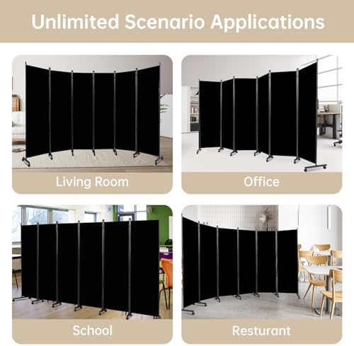 Room Divider Large 6 Panel Privacy Screen,Portable Room Partition on Wheels - Image 7
