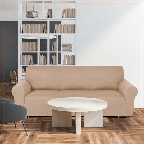 Peryiter 3 Pcs Couch and Loveseat Sofa Covers,Sand,Milk Silk - Image 7