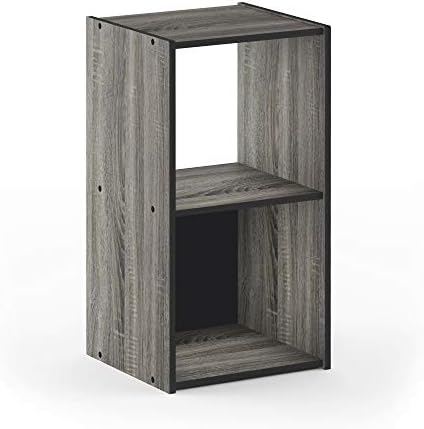 Furinno Pelli Cubic Storage Cabinet, 2x1, French Oak Grey/Black - Image 6