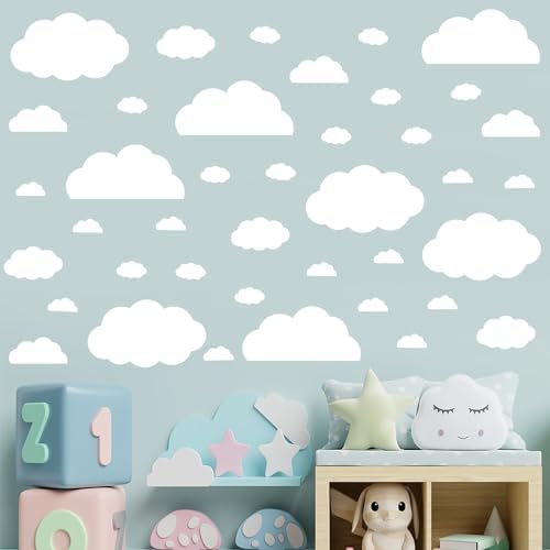 AOWDIAO Cloud Wall Decals - 40 Peel and Stick Clouds Stickers - Assorted Shapes and Sizes for Nursery, Bedroom, Classroom Decor - Image 6