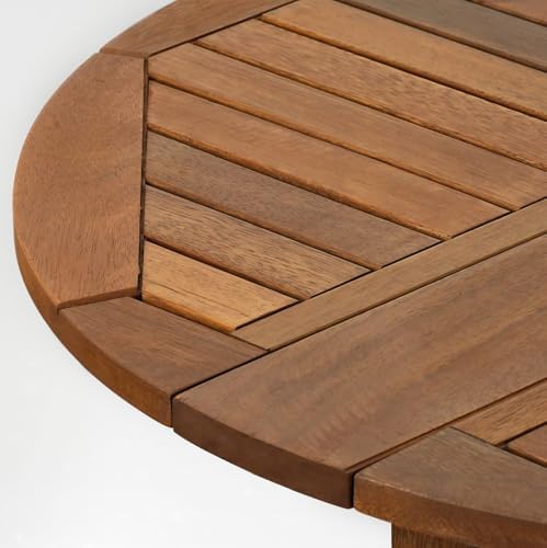 Furinno TIOMAN Outdoor Round Foldable Patio Table, Natural - Image 6