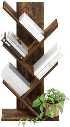 Furinno Tree Book Shelf, 5-Tier Bookshelf with Angled Open Shelf, Tree Bookcase for Room Decor, 8.4 x 15.7 x 30.3, for Organization and Storage, for Living Room, Bedroom, Home Office, Amber Pine - Image 6