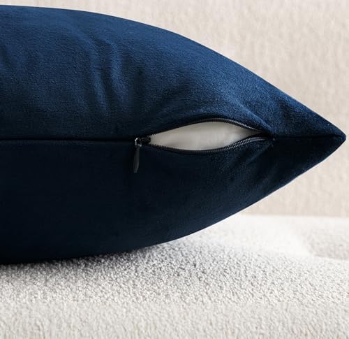 MIULEE 28x28 Inch Pack of 2 Euro Velvet Throw Pillow Covers Dark Blue - Image 7