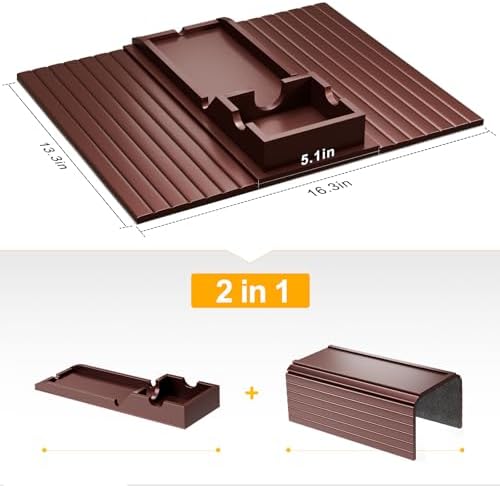 Bestjing 2 Pack Couch Armrest Table with Cup Holder Tray (Walnut) - Image 7
