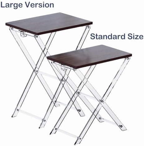 Folding TV Tray Table with Wooden Top, Acrylic Large Folding TV Tray Table Deep Walnut Foldable Small Desk Space-Saving Side Table for Living Room, Bedroom, Kitchen, Snack & Serving Table - Image 7
