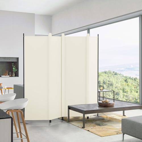 Kokorona 4 Panel Room Divider, 6FT Tall Folding Privacy Screen Wall Dividers, Portable Privacy Screen Freestanding Room Divider for Room Separation, Included - Cover Strips, Beige, 88''W x 71''H - Image 7