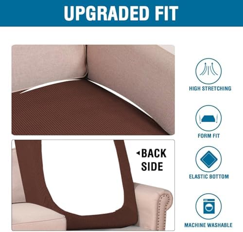 H.VERSAILTEX Super Stretch Individual Chaise Cover Sectional Couch Covers for L Shaped Sofa Both Left/Right Featuring Thick Jacquard Textured Twill Fabric (1 Piece Chaise Cover, Burnt Brick) - Image 6