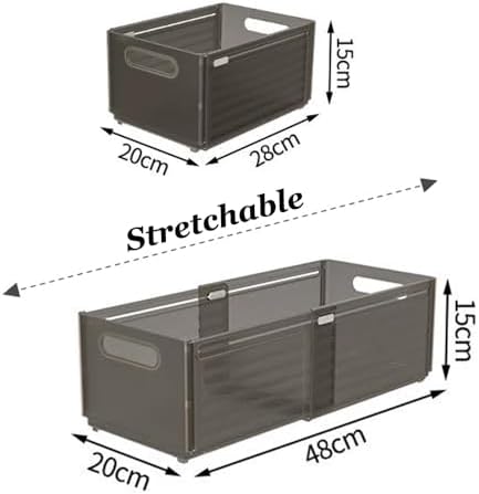 Foldable Storage Bins, 2 Pack Plastic Expandable Boxes for Organizing, Adjustable from 11-18.8" Drawer Organizers Separators Dividers for Bedroom Kitchen Utensils Tools Closet,Large Grey - Image 7
