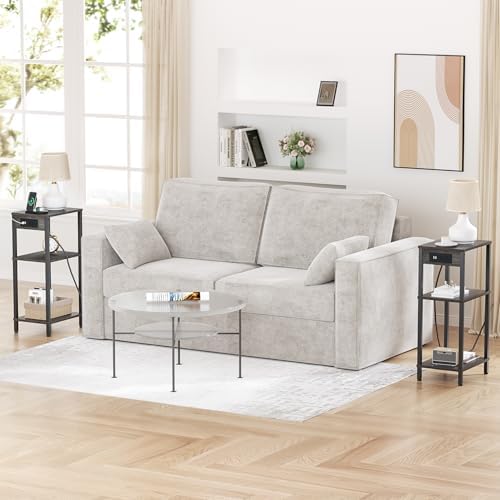 Tall Side Table with Charging Station, 30 Inch Tall End Tables Living Room - Image 6