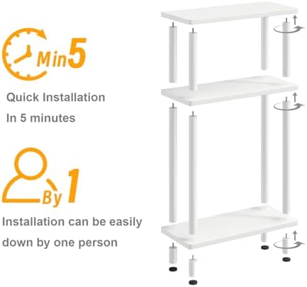 Apicizon Small Narrow Side Table, 3-Tier Skinny End Table, White - Image 7