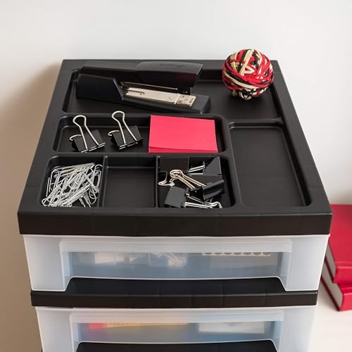 IRIS USA 2 Pack 10-Drawer Plastic Storage Rolling Organizer Cart with Caster Wheels for Laundry Room, Bathroom, or Closet Dresser Storage, Black/Clear - Image 7