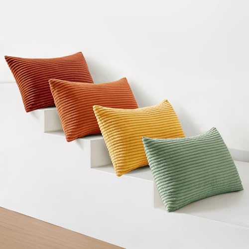 MIULEE Fall Decorative Lumbar Pillow Covers Yellow Rust Green 12x20 - Image 5