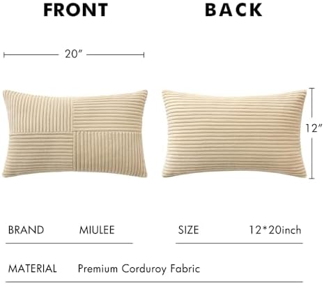 MIULEE Natural Beige Decorative Lumbar Throw Pillow Covers 12x20 in 2 Pack - Image 6