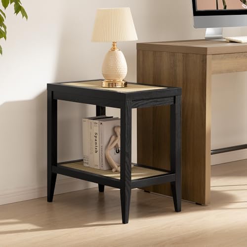 SICOTAS Rattan End Table with Storage, Living Room Table Bedside Table - Image 6