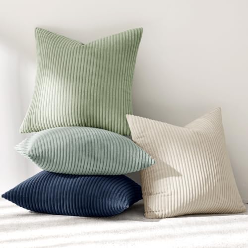 MIULEE Soft Corduroy Decorative Throw Pillow Covers Muted Teal 18x18 - Image 6
