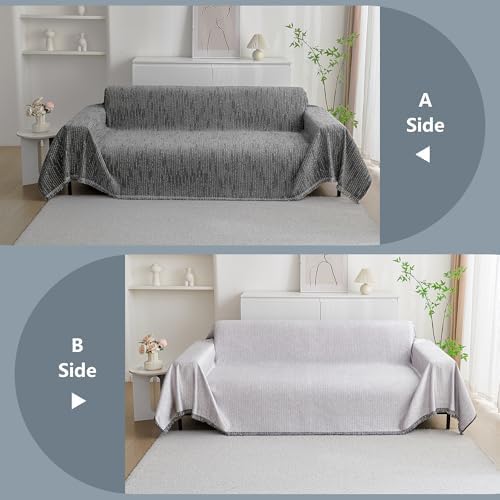 MYSKY HOME Couch Covers for Sofa, Dog Couch Cover Protector, Dark Grey Lines Sofa Covers for Sectional L Shape, Pets Couch Throw Cover Washable Durable Large Couch Cover for Dogs, Cats, 71"X102" - Image 7