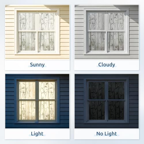 rabbitgoo Window Privacy Film Frosted with Bamboo Pattern, 17.5" x 157.4" - Image 6