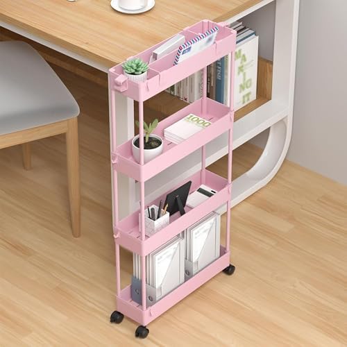 SPACELEAD 2-piece Set Slim Storage Cart 3 Tier,Bathroom Organizer Rolling Utility,Mobile Shelving Unit Slide Out for Office, Kitchen, Laundry Room & Narrow Places - Image 7