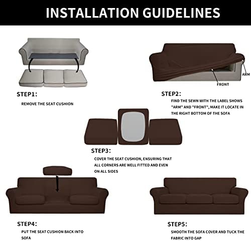 Easy-Going 4 Pieces Stretch Sofa Cover for 3 Cushion Couch Washable - Image 6