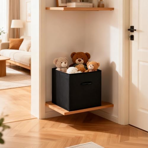 WUIKE 11-Inch Black Storage Cubes, Leather Cube Organizer Bins, 4-Pack - Image 7