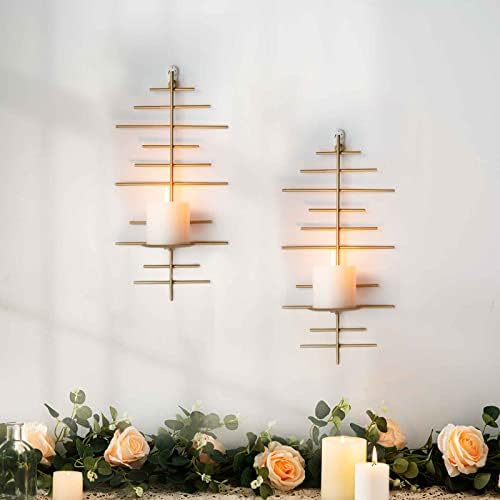 AIM & GGKK Gold Metal Candle Sconce Holder,Hanging Wall Mounted Candle Sconces Holder, Wall Sconces Decor for Bedroom,Bathroom, Dining Room and Office(Set of 2) - Image 3