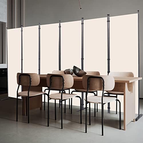Room Divider, 6 Panel Folding Privacy Screens with Wider Feet, Beige - Image 7