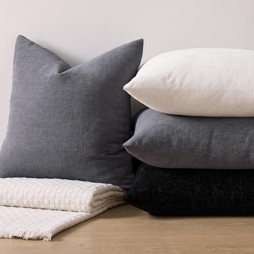 MIULEE Grey Chenille Couch Lumbar Throw Pillow Covers, 12x20 - Image 7
