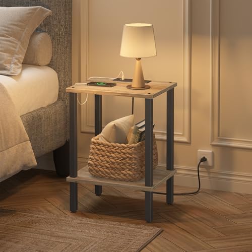 TUTOTAK End Table with Charging Station, Side Table Set of 2, Nightstand - Image 7