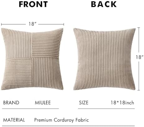 MIULEE Taupe Decorative Throw Pillow Covers for Couch 18x18 Inch - Image 6