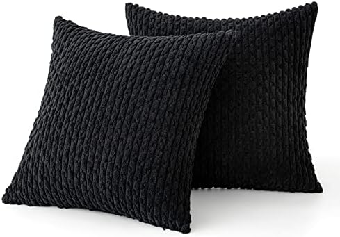 MIULEE Decorative Throw Pillow Covers 18x18 Black Textured Corduroy - Image 6