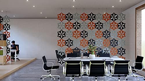 Felt Fiber Surface High Density Polyester Fiber Board 3D Flower Venus 14"x12" Hanging Room Divider Panel Cut Room Partition Home Decoratio(12 Pcs) (Orange) - Image 6