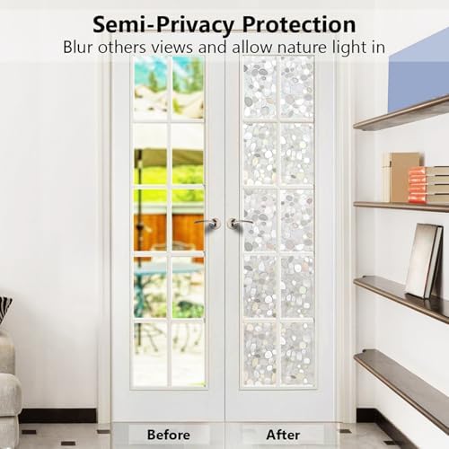 LEMON CLOUD Decorative Window Privacy Film, Pebble Pattern, 17.5″ x 78.7″ - Image 6