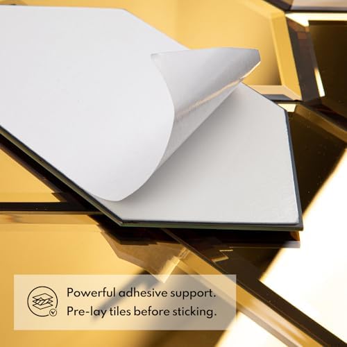 Lovdeco Peel and Stick Beveled Mirror Tile, Mirror Backsplash for Kitchen Bathroom Wall, 4x7.87 Inches Hexagon, Gold (30 Pcs, 4.8 SQ.FT.) - Image 6