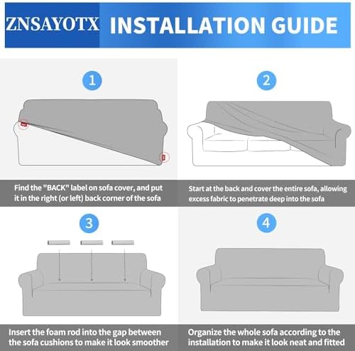 ZNSAYOTX 1 Piece Jacquard Couch Covers for 3 Cushion Couch High Stretch Sofa Cover for Pets Dogs Anti Slip Extra Large Sofa Slipcovers Furniture Protector (X-Large,New Pattern Light Beige) - Image 6