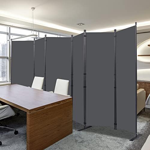 Room Divider, 6 Panel Folding Privacy Screens with Wider Feet, Grey - Image 6